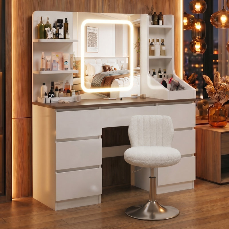 Dressing Table, White/Brown