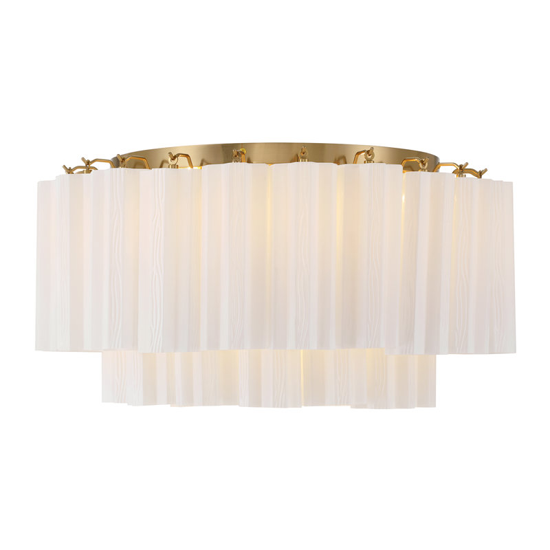 Shaurya 7 Light Flush Mount, Aged Brass/White