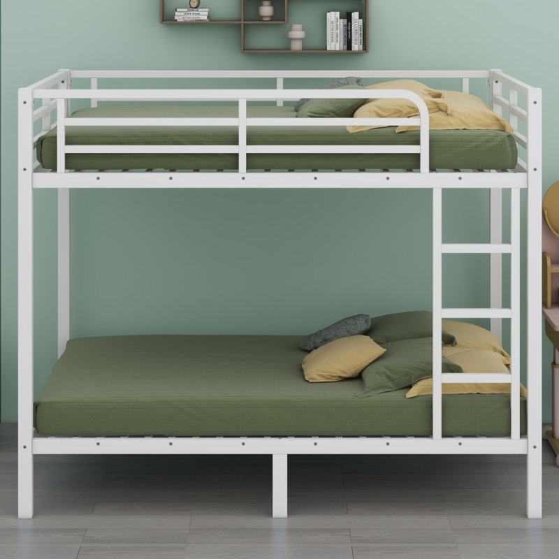 Metal Bunk Bed For Teens And Adults,Space-Saving, Full Over Full, White