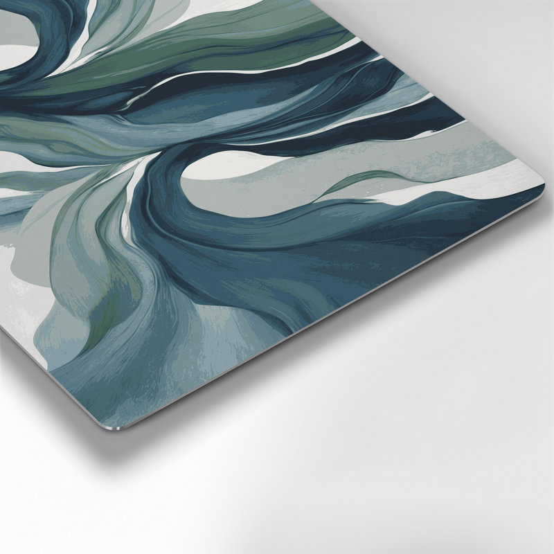 Paysage abstrait, art mural bleu en métal 31, H 12 po x l 18 po