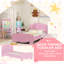 Cadre de lit pour enfants, lit plateforme pour tout-petits en forme d'ours, rose