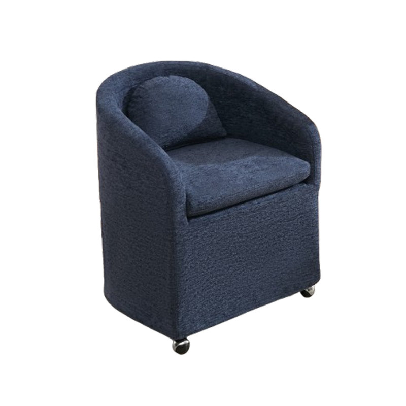 Ensemble de 1 fauteuil de salle à manger en chenille avec roulettes à coussin de dossier et design ergonomique bleu, Bleu
