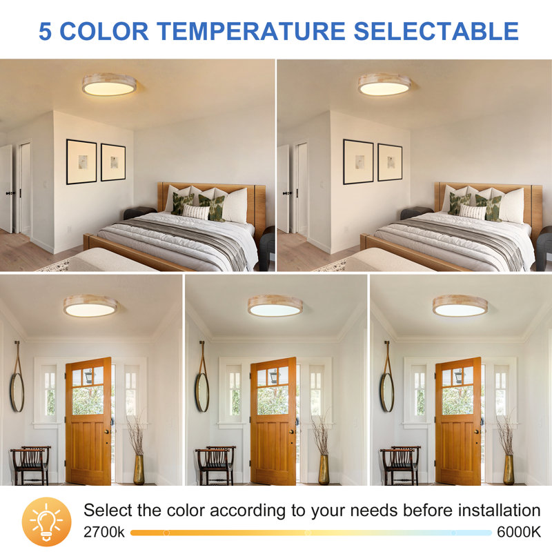 Wood Grain Acrylic LED Flush Mount