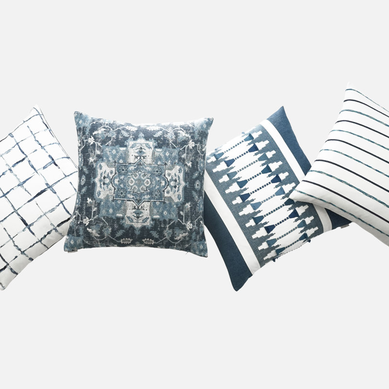 Le Souk Square Pillow Cover & Insert, Lapis