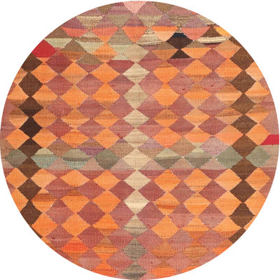 Tapis orange contemporain/zone rose pâle