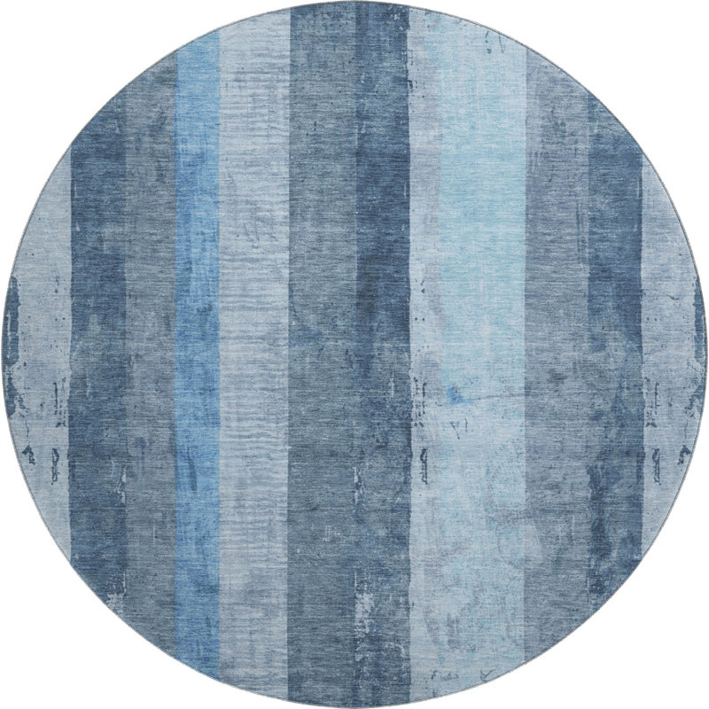 Tapis à rayures de qualité supérieure lavable à la machine Mehara AMF1689, Rond 8 pi