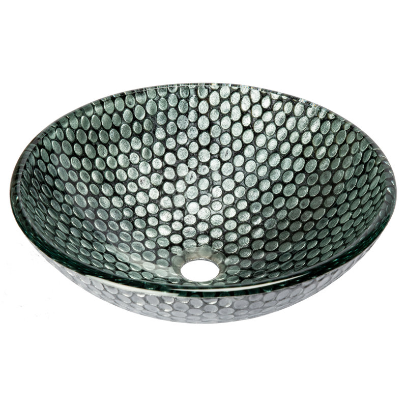 Eden Bath 16.5'' Silver Tempered Glass Circular Bathroom Sink