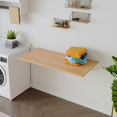Table pliante murale pour salle de lavage pour petits espaces, bureau rabattable, établi, addition au garage et remise / bureau à domicile / salle de lavage / bar / cuisine et salle à manger, 45 x 22 x 6,5 pouces.