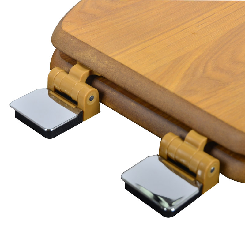 Elongated Toilet Seat and Lid, Light Oak, Chrome