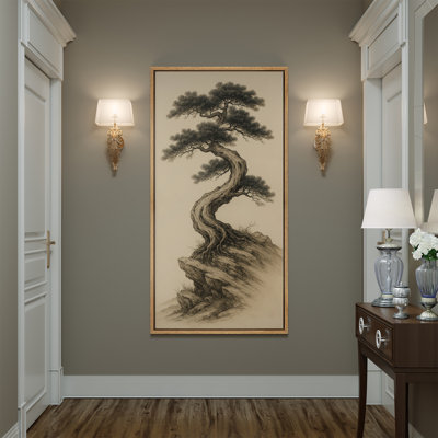 Impression sur toile encadrée, art traditionnel pin chinois traditionnel
