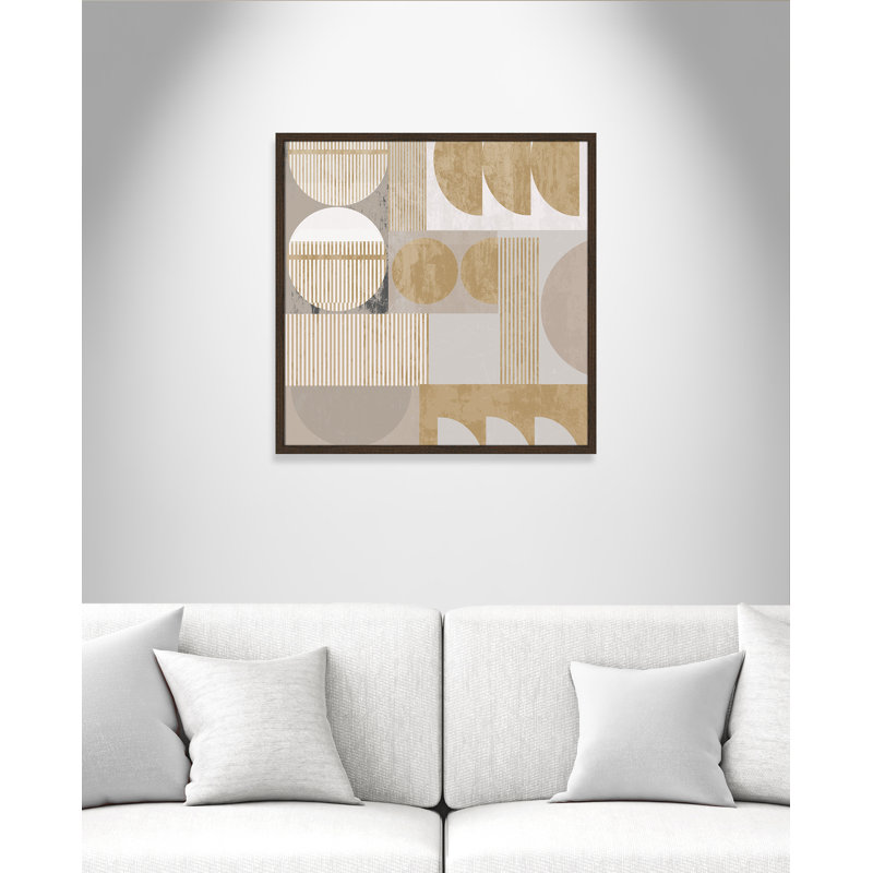 Golden Balance I Print par , L 27,5 po x H 27,5 po, Framed Print, Grain de bois noyer