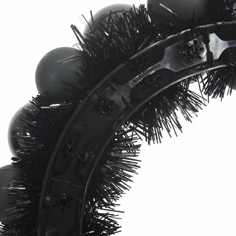 vidaXL Christmas Ball Wreathes 33 x 33 x 7 cm Polystyrene, Black