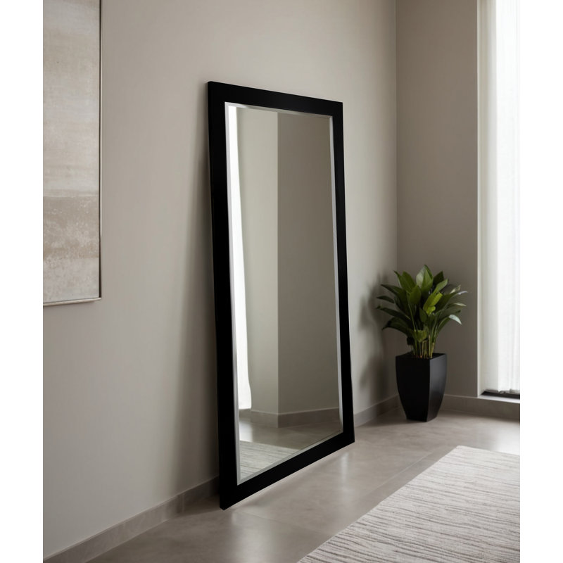 Beveled Full Length Mirror, Matte Black