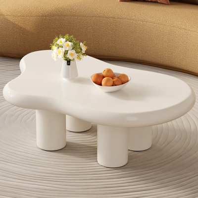 117 CM Cream White Cloud-Shaped Coffee Table With Rounded Edges