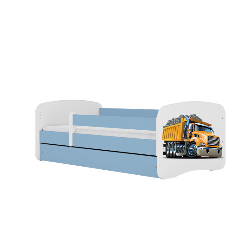 Cicero Drawer Convertible Bed and Mattress, European Toddler (80 x 180 cm), Blue/​White