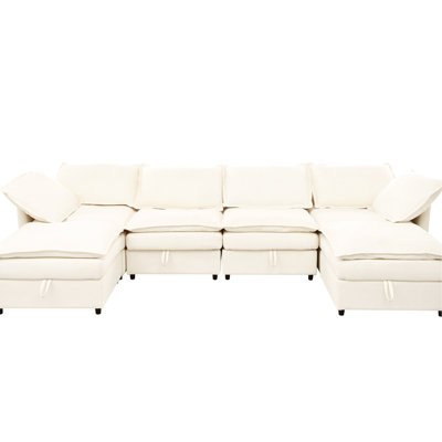 Modular Bed With Under Storage - Chic Beige , Design Comfortable 6 Ample Plywood Wooden Frame