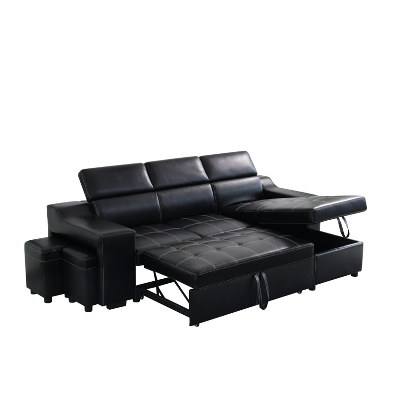 Canapé-lit modulaire en cuir respirant 3 pièces Modern