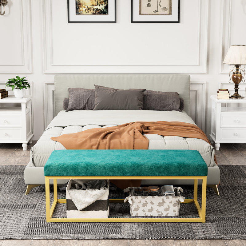 Banc de style Mid-Century moderne en cuir pu, pour salle à manger, structure en acier, capacité de 600 lb, mousse à haute densité de rebond, assise en cuir synthétique confortable, rembourrage moelleux, facile à assembler