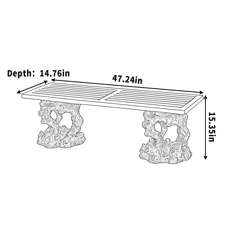 Tablette de bonsaï pour l'extérieur, H 15,35 po x l 47,24 po x P 14,76 po
