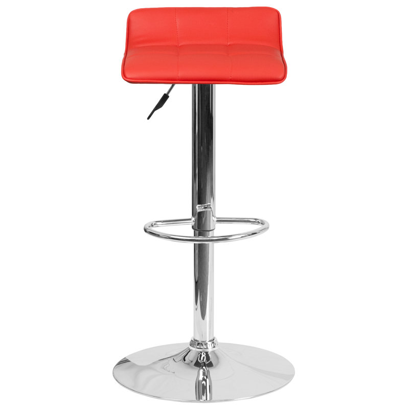 Noriega Swivel Upholstered Adjustable Height Counter Stool with Metal Frame, Red