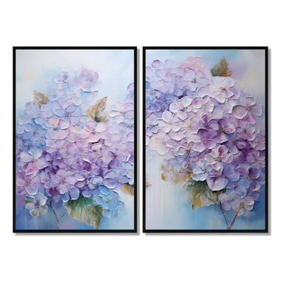 Hortensia mauve, fleurs du paradis I - art mural traditionnel mauve