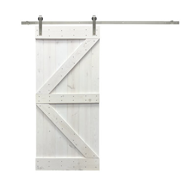 84'' Solid Wood Paneled Painted without Installation Hardware Kit Barn Door