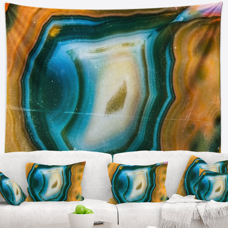 Tapisserie de motif agate coloré en polyester avec accessoires suspendus inclus, H 50 po x l 60 po