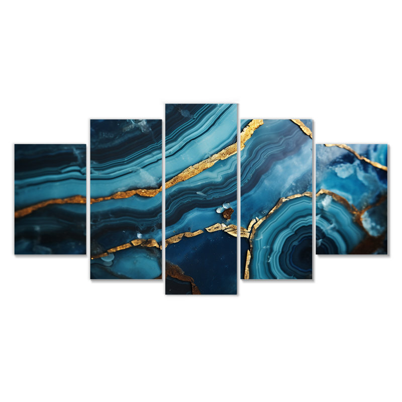 Novalee - Marbre, art mural sur toile, 5 pièces, H 32 po x l 60 po