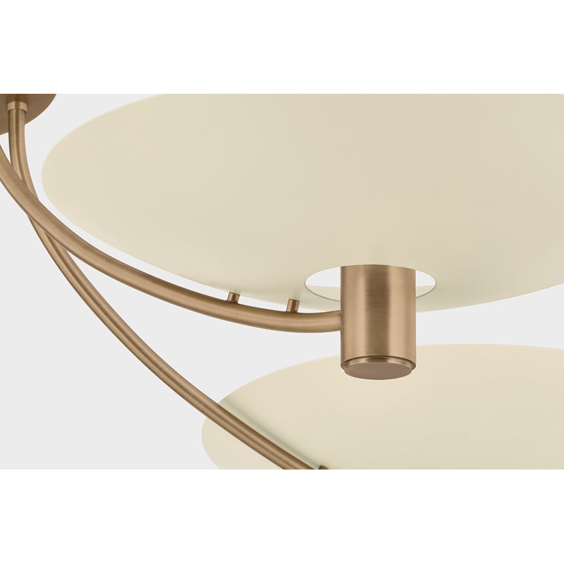 Troy Lighting Wolfe 60 inch wide 5 Light Semi Flush in Patina Brass/Soft Sand