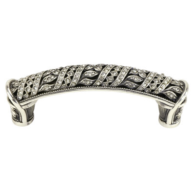 HAMPTON 3-1/2" CENTER TO CENTER PULL DECORATED WITH CLEAR SWAROVSKI CRYSTALS  PLATE