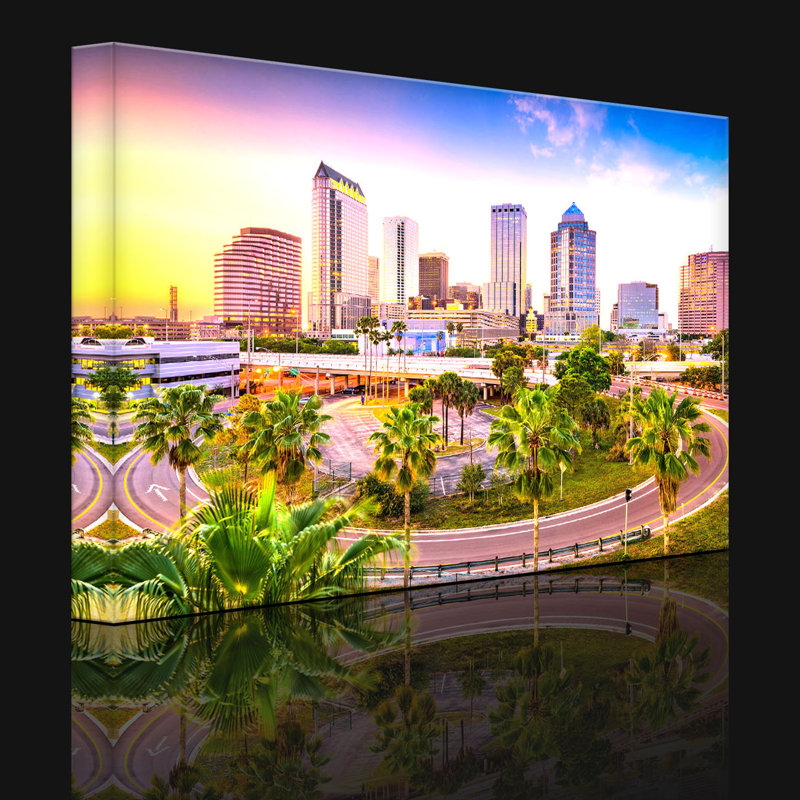 Skyline In Den USA by No - Wrapped Canvas Print, With lighting, 70cm H x 100cm W x 4.5cm D