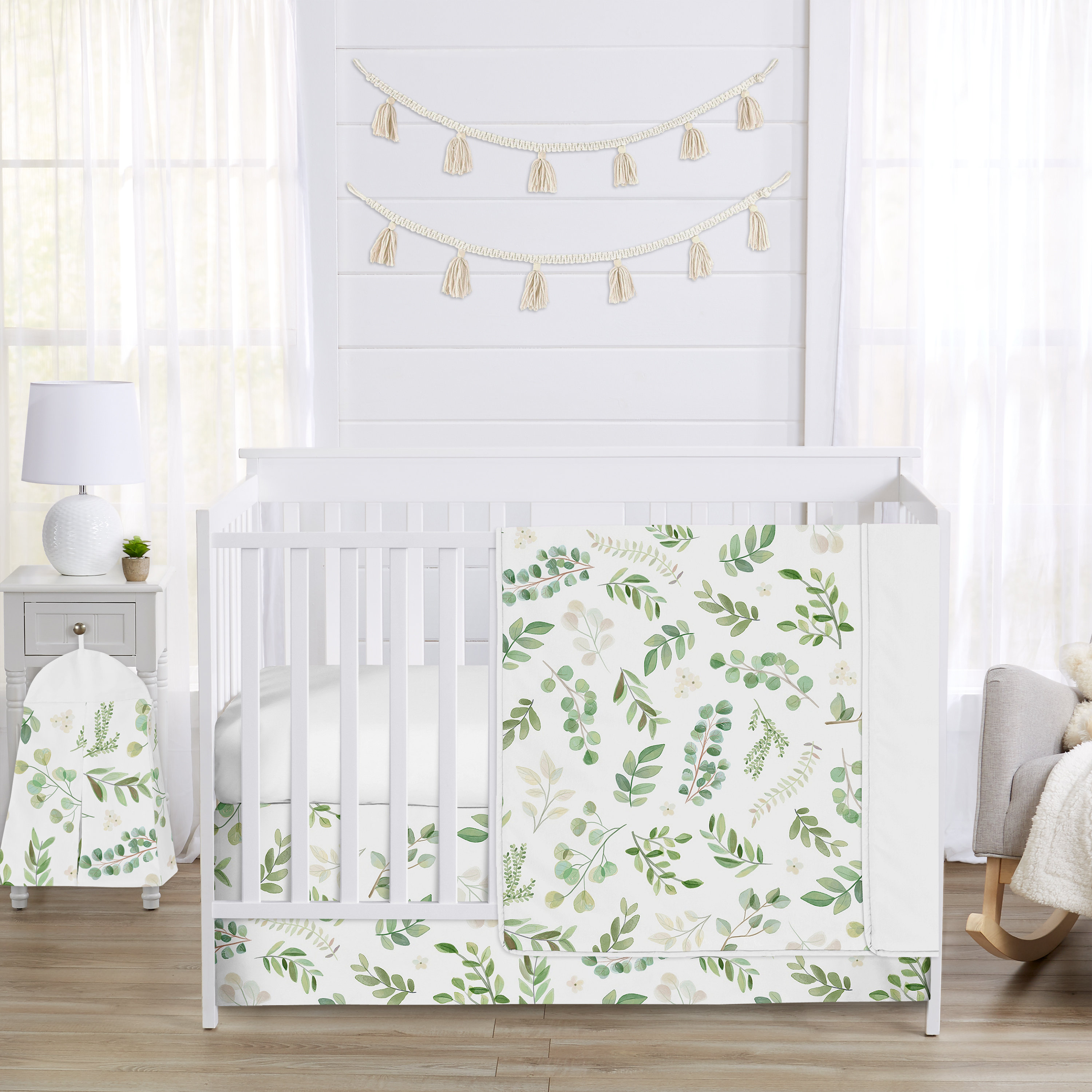 Sweet Jojo Designs Botanical Floral Leaf 4 Piece Crib Bedding Set ...