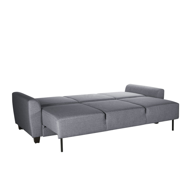 Sealy TruFit Klein Queen Dropback Sofa Sleeper Bed Convertible in Dark Grey with Additional Storage, Grey