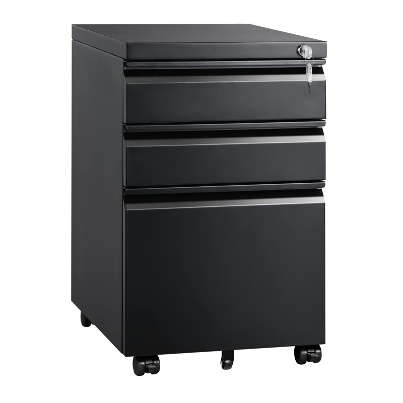 37cm Wide 3 -Drawer Mobile File Cabinet, Black