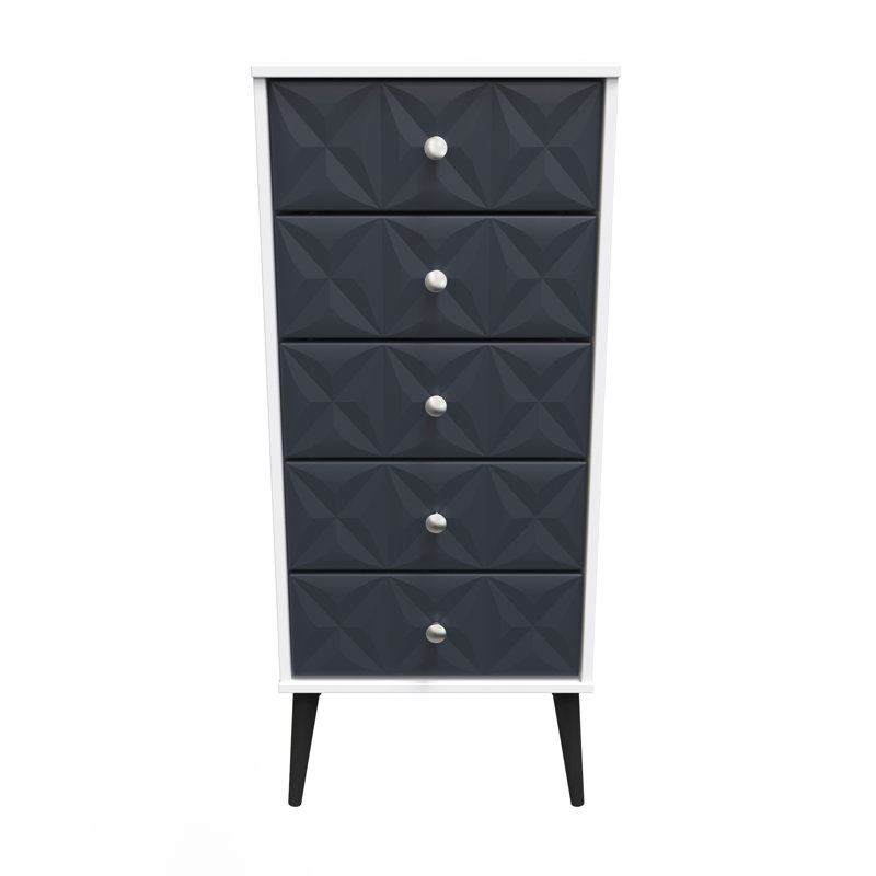Carnlea 45cm W Manufactured Wood Bedside Table, Indigo Matt/White