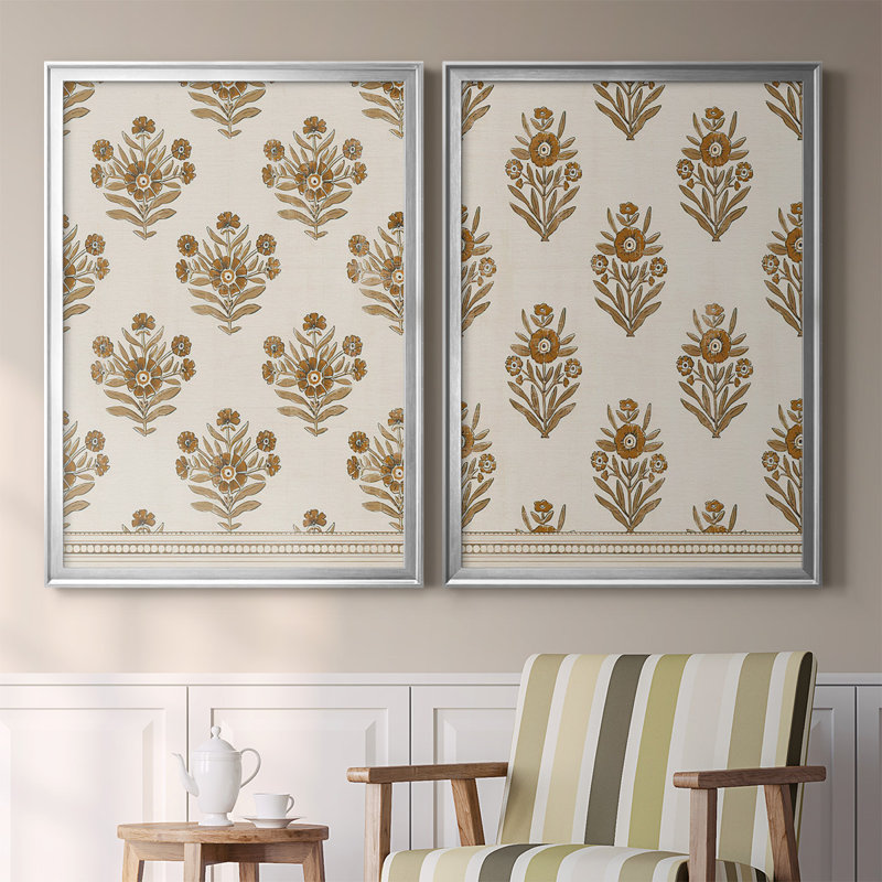 «Block Block Blooms I», ensemble de 2 reproductions sur toiles encadrées, H 30,5 po x l 45 po x P 1,25 po, Argent