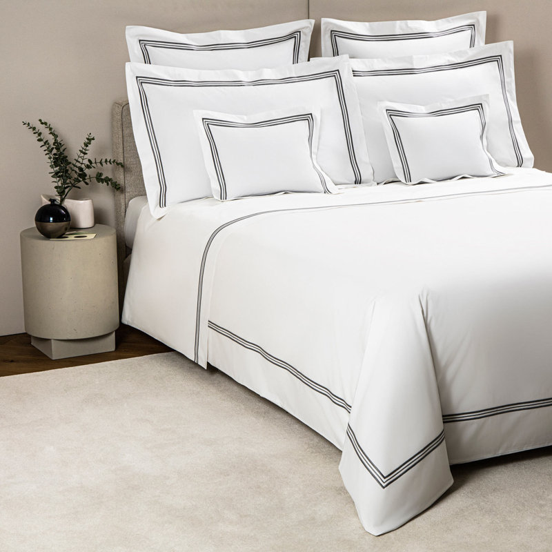 Triplo Bourdon Sham, White/Slate Gray, King