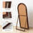 Arched Full Length Mirror With Stand，71x30 Inch Floor Standing Wood Frame Full-length Mirror ,for Bedroom ,cloakroom ,entryway . Tall, Coffee Brown-1866995192-1866995194