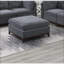 Repose-pieds capitonné modulaire en chenille gris cendré pour salon | Pieds en bois | Noyer brun