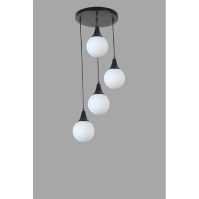Elegant Adjustable Chandelier, Black & White Metal Body, 11.8 in Diameter, 27.6 in Total Height | E27 Socket, Max 40W, IP20 Rated | Perfect for Dining Rooms, Living Spaces & Modern Home Decor