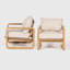 Chaise longue de patio en bois massif avec coussin beige Cyrus - ensemble de 2 -560365760