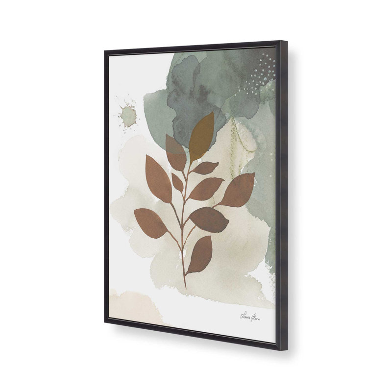Feuilles harmoniques I print, Cadre de coin ouvert en zinc patiné, H 15,25 po x l 12,25 po