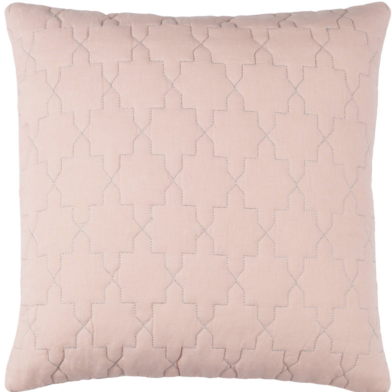 Coussin Reda, H 18 po x l 18" x P 4 po, Pêche / argenté, Polyester/ bourre en polyester