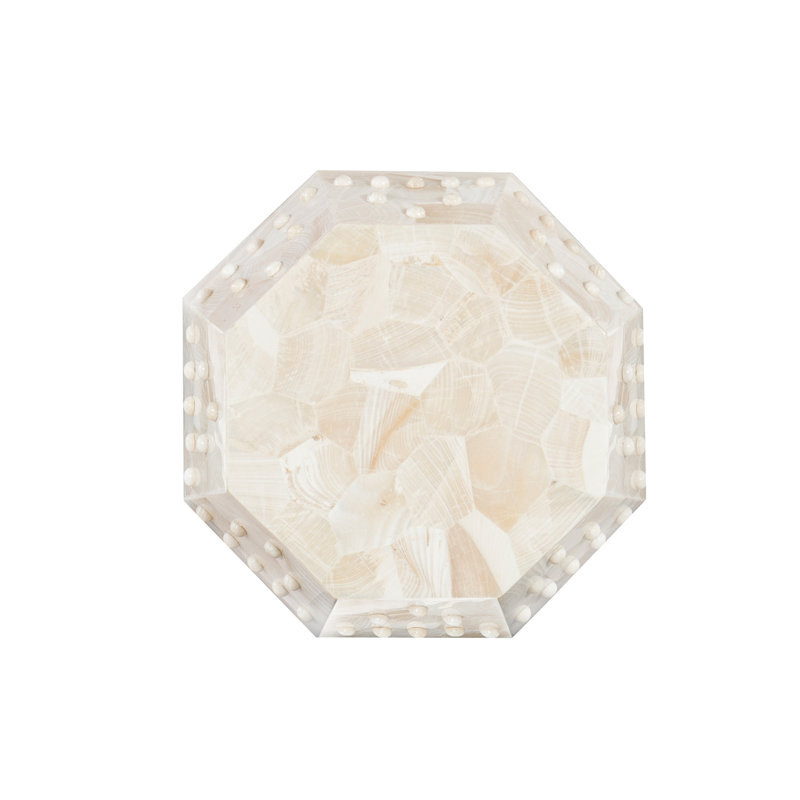 Luxurious White Clam Stone Round Qing End Table