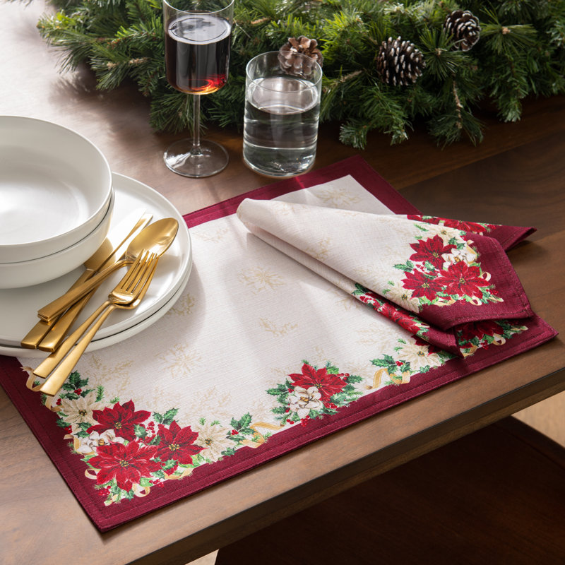 Aamira Poinsettia Garland Floral Square Napkin
