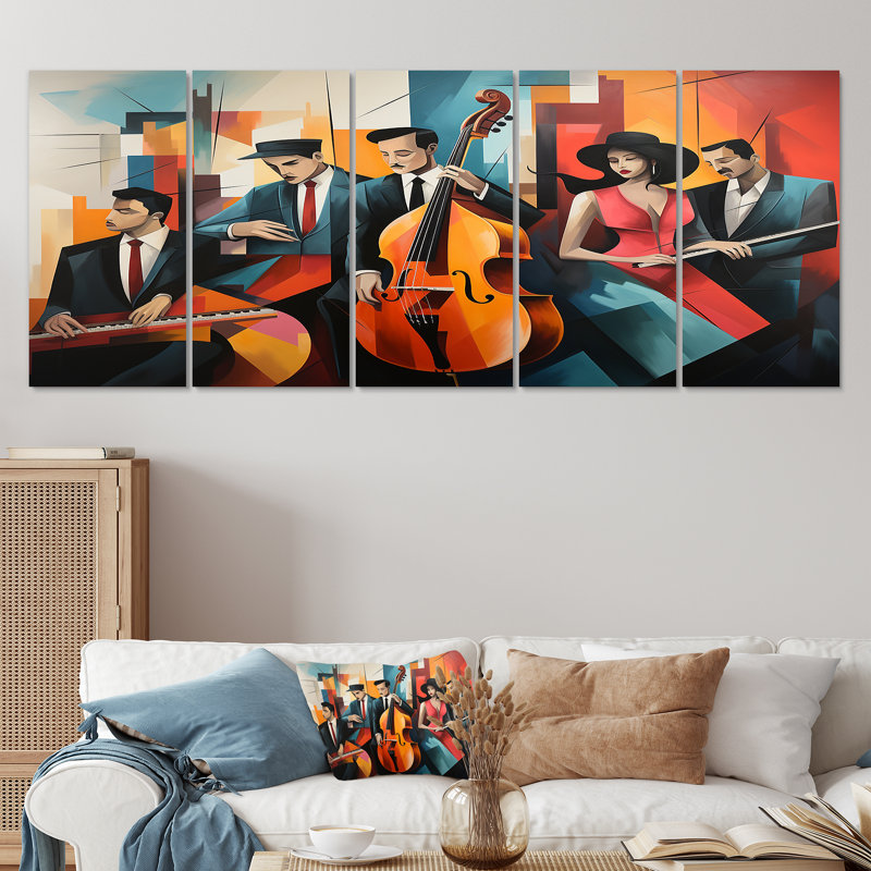 Lesdain - Ensemble 5 pièces d'art mural, H 28 po x l 60 po