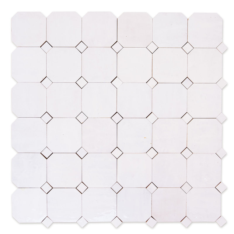 Panneaux contemporains en zellige 12 po x 12 po x 1/2 po, Blanc
