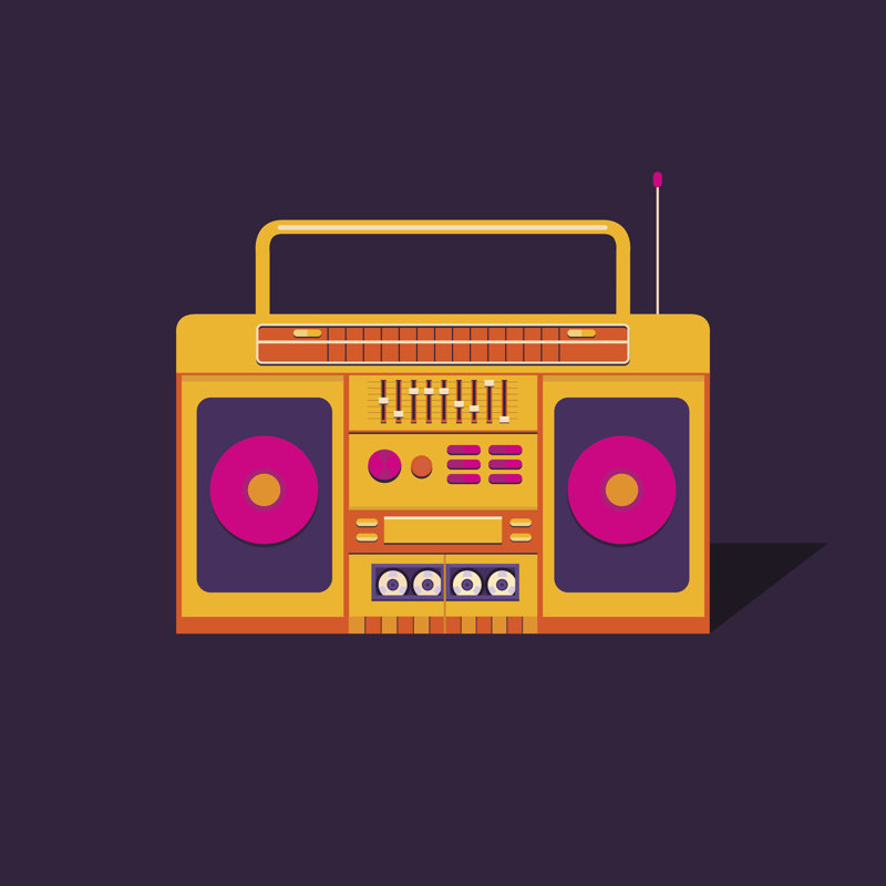 Illustration Cassette Tape Recorder. - Wrapped Canvas Print, 30cm H x 30cm W x 3.8cm D