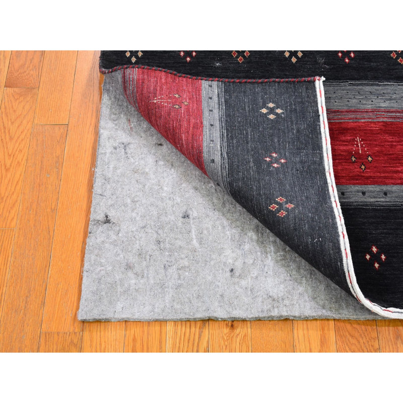 Tapis gris anthracite tissé à la main 4 pi x 6 pi 1 po Gabbeh 705602C951244AD39D633523F08BC05D