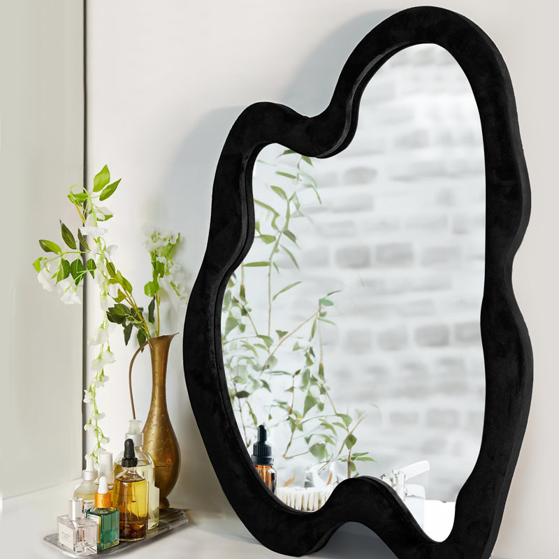 Miroir mural irrégulier, 20 po x 28 po, Noir